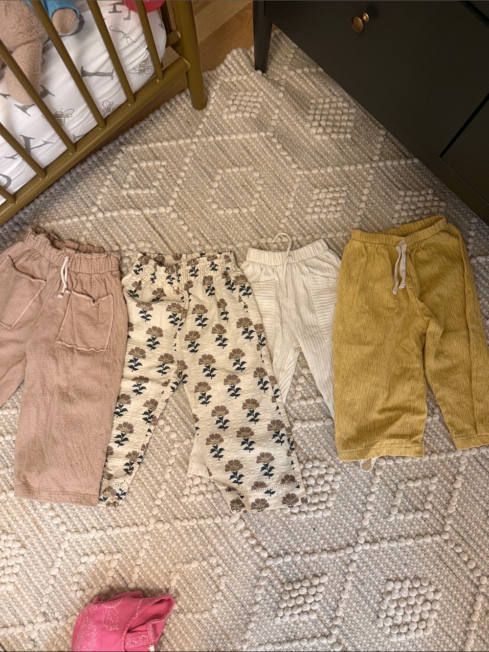 Zara Kids Corduroy Joggers in Mustard, Cream, Blush & Floral